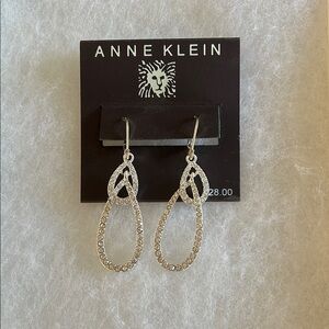 Anne Klein Sparkling Silver Drop Earrings
